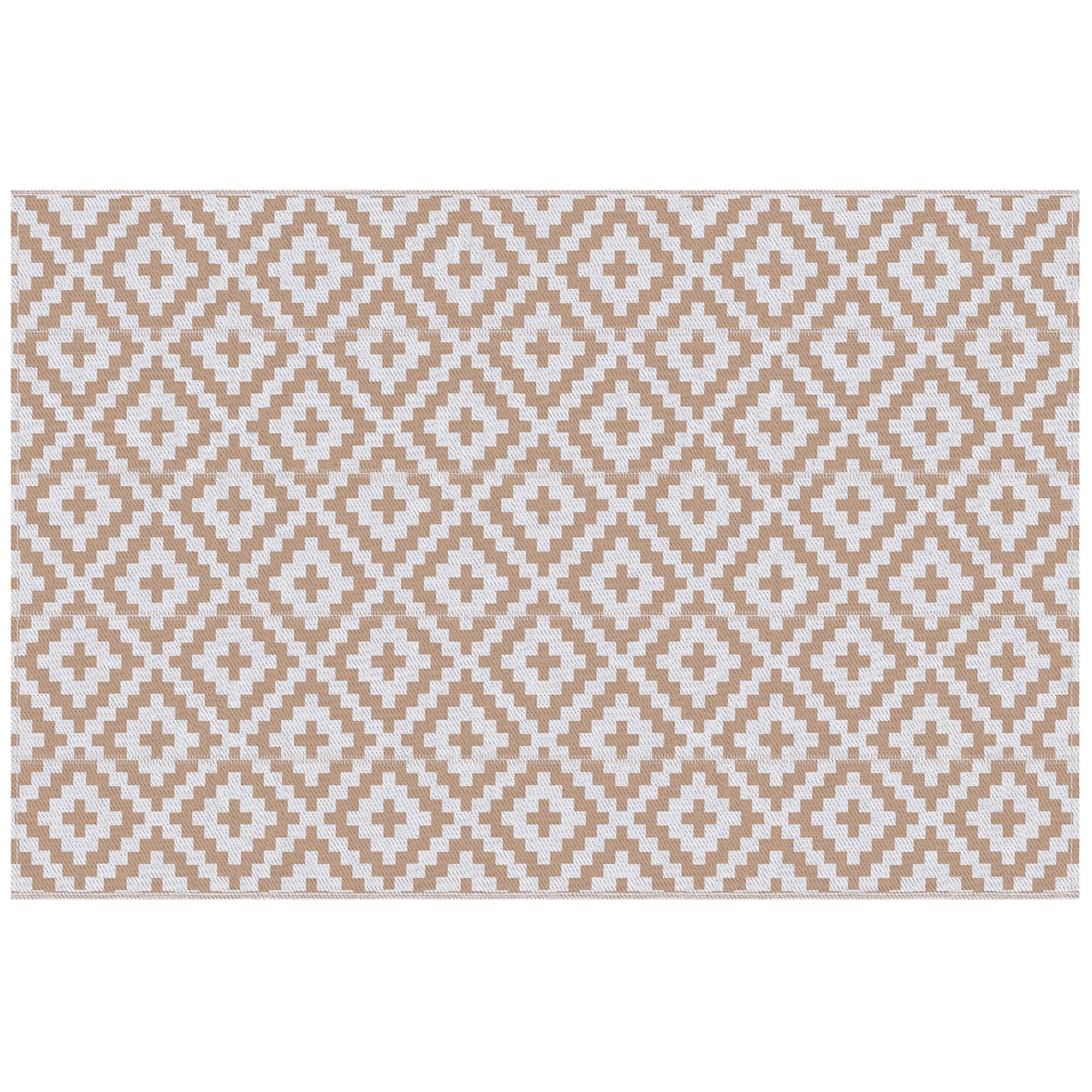 274 x 182 cm Reversible Outdoor RV Rug Floor Mat, Coffee and White
