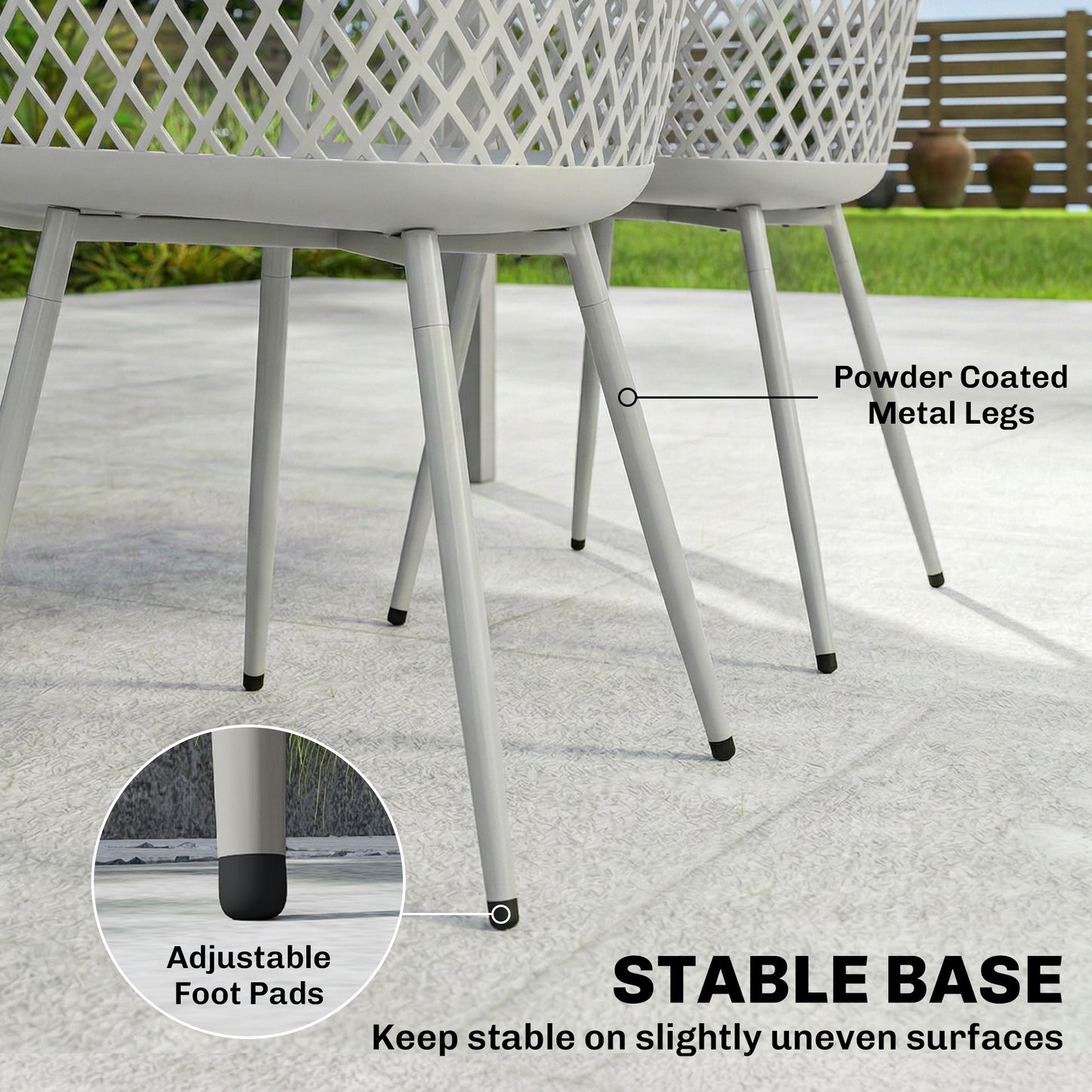 Garden Chairs Set of 4, Garden Dining Chairs with Armrests, Grey