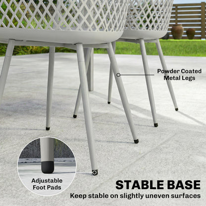 Garden Chairs Set of 4, Garden Dining Chairs with Armrests, Grey