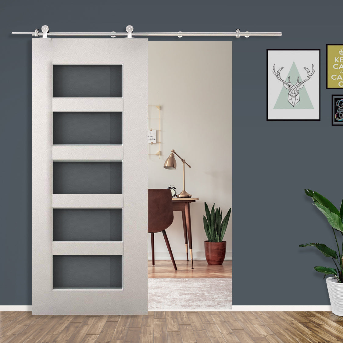 Modern Sliding Barn Door Closet Hardware Track Kit Track System Unit