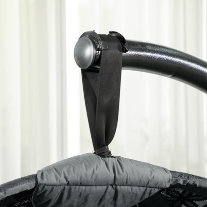 Hanging Swing Chair w/ Metal Stand & Side Pocket, Charcoal Grey