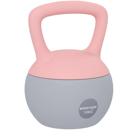 10KG Kettlebell with Soft Body and Non-Slip Handle, Pink and Grey