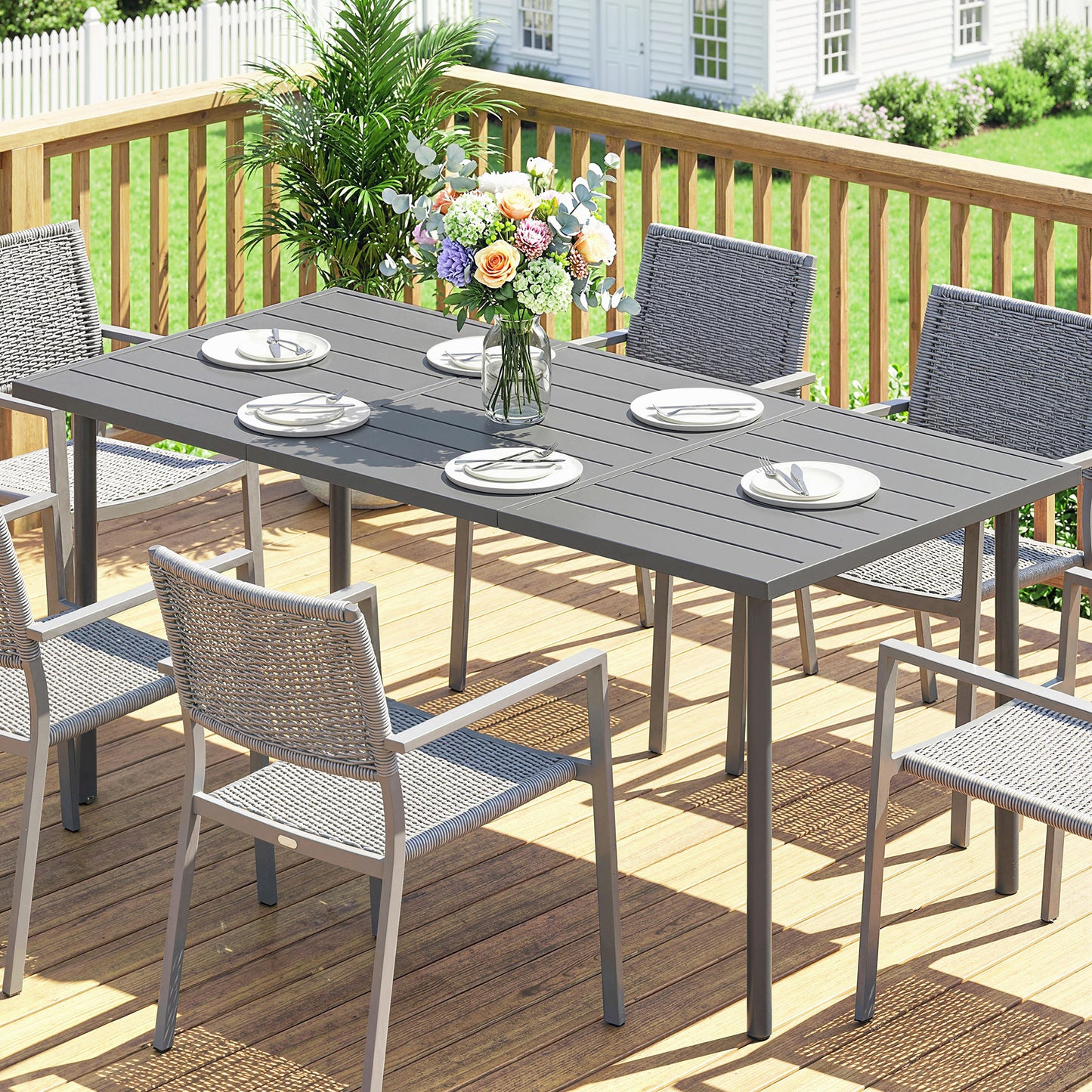 Garden Dining Table for 6 Person, 165 x 80 cm