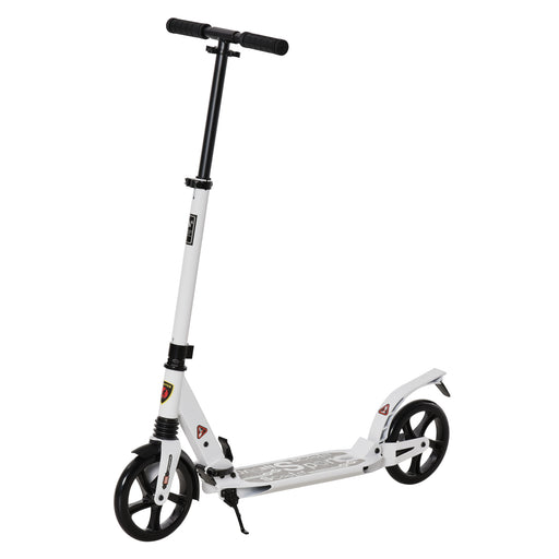 Folding Kick Scooter 2 Big Wheels Teens Adult 14+ Adjustable Ride On White