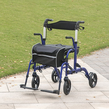 2 in 1 Wheelchair & Folding Rollator Walker Combo, Pearl Blue