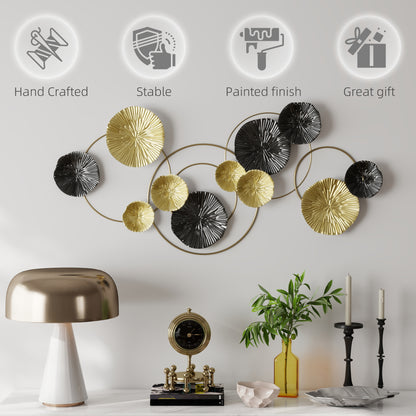 Hanging Wall Sculpture with Modern Lotus-Leaf Design, Metal Wall Art