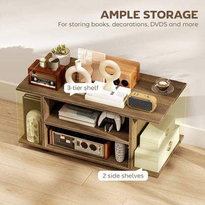 Modern TV Cabinet Stand Storage Shelves Table Mobile Walnut