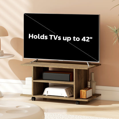 Modern TV Cabinet Stand Storage Shelves Table Mobile Walnut