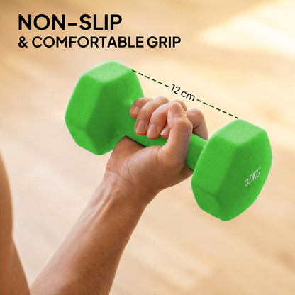 Hex Dumbbells Set with Dumbbell Rack,  2 x 1kg, 2 x 2kg, 2 x 3kg