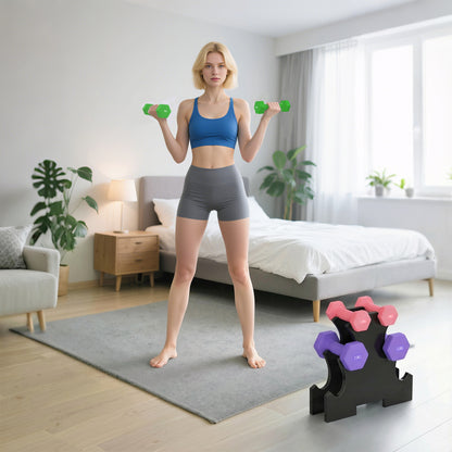 Hex Dumbbells Set with Dumbbell Rack,  2 x 1kg, 2 x 2kg, 2 x 3kg