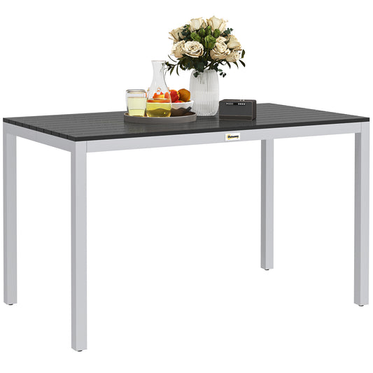 120 x 70 cm Garden Table for 4-6 with Aluminium Frame, Slatted Top