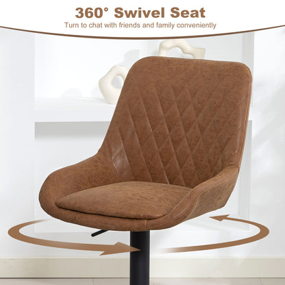 Bar Stools Set of 2, Adjustable Bar Chairs 360 Degree Swivel Orange