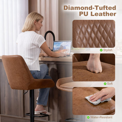 Bar Stools Set of 2, Adjustable Bar Chairs 360 Degree Swivel Orange