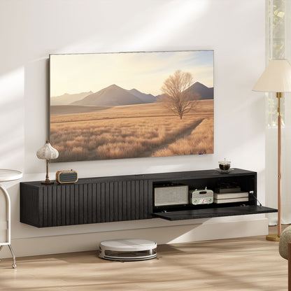 Wall Mount TV Stand Cabinet with Fluted Flip-Down Doors