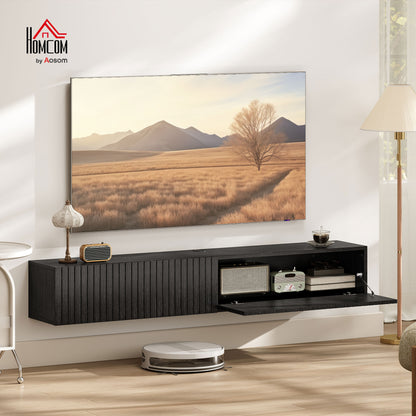 Wall Mount TV Stand Cabinet with Fluted Flip-Down Doors