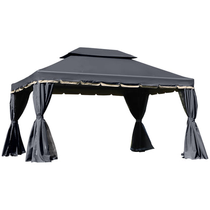 3x4m 2-Tier Gazebo Aluminium Garden Marquee Party Tent Black