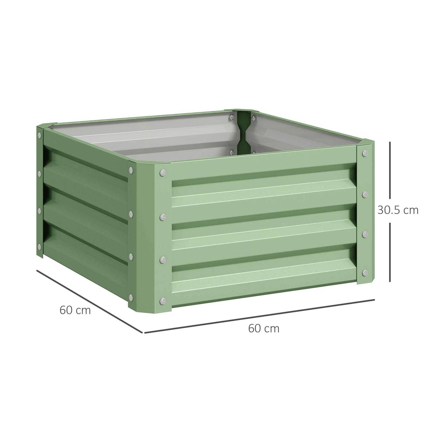 Set of 2 Raised Garden Bed Galvanised Planter Box, Light Green