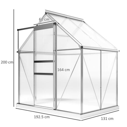 Polycarbonate Walk-in Garden Greenhouse w/ Sliding Door Silver Tone