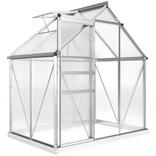 Polycarbonate Walk-in Garden Greenhouse w/ Sliding Door Silver Tone