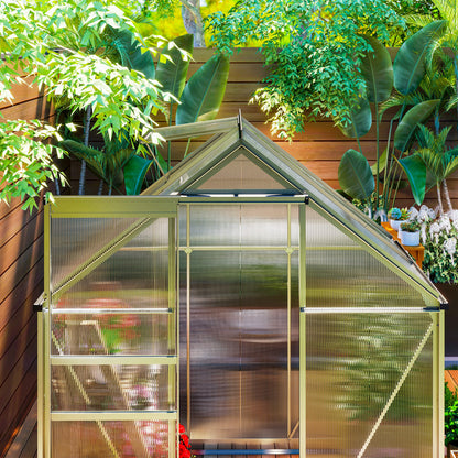 Polycarbonate Walk-in Garden Greenhouse w/ Sliding Door Silver Tone