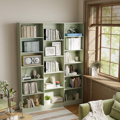 Bookcase Freestanding Open Storage Shelf with 17 Compartments