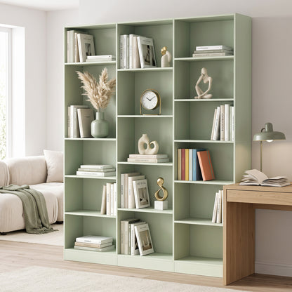 Bookcase Freestanding Open Storage Shelf with 17 Compartments