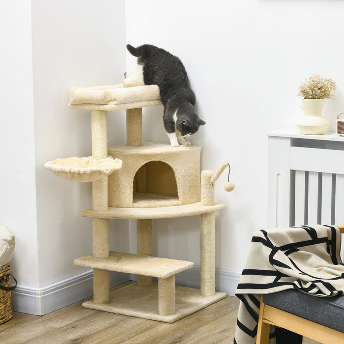 Sisal 100cm Cat Tree Tower with Sisal Scratching Post Cream White