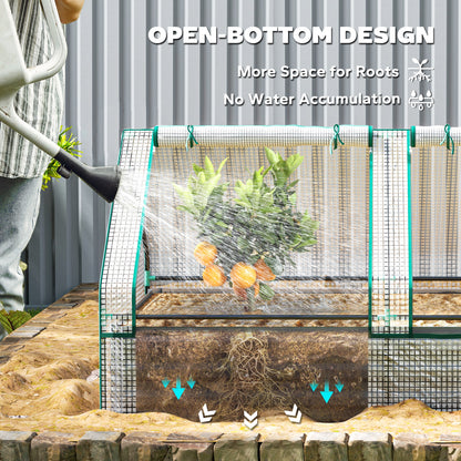 Raised Garden Bed Planter Box with Greenhouse, White and Dark Grey