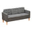 Modern 3-Seater Sofa Button-Tufted Fabric Couch with Hidden Storage Rubberwood Legs for Living Room, Grey