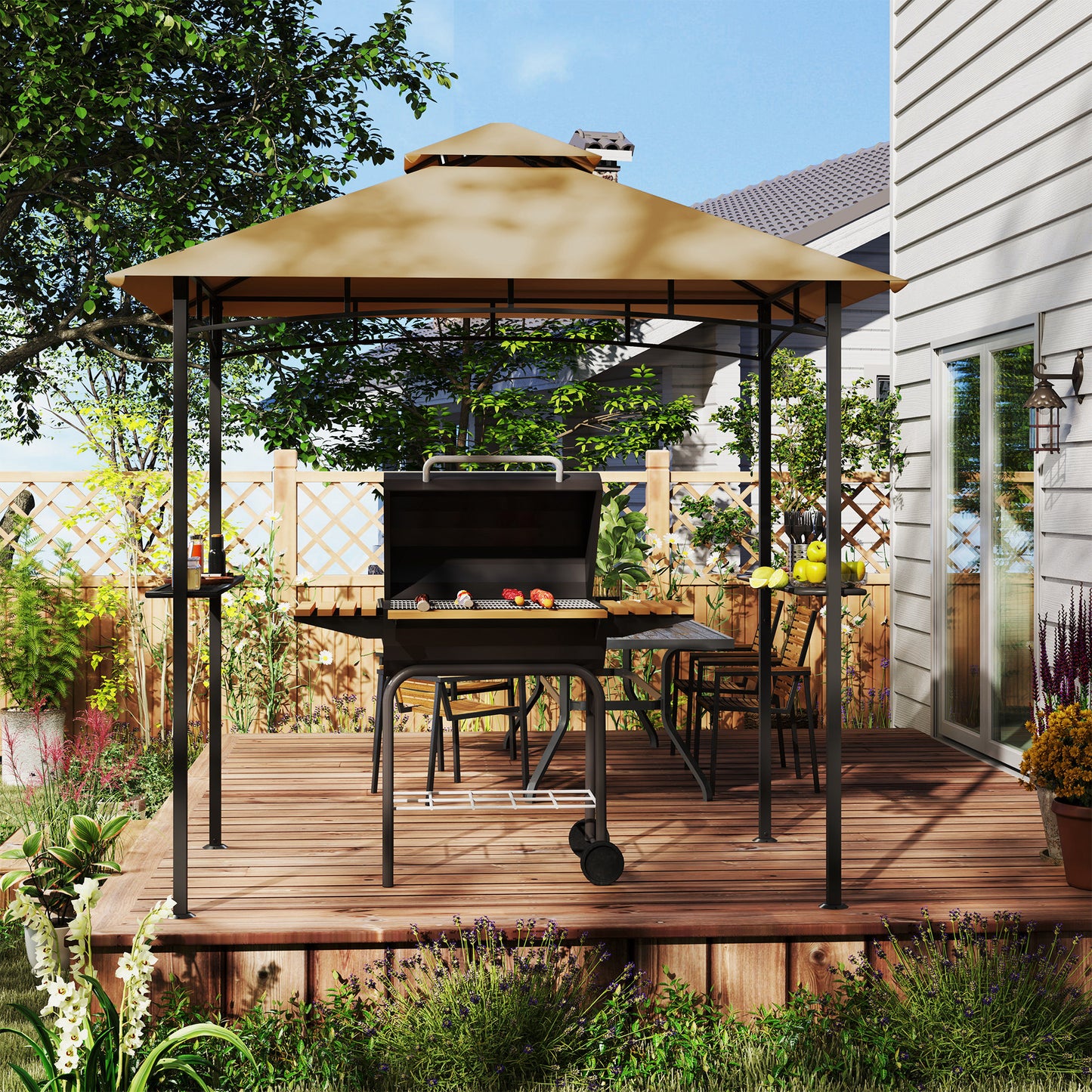 Outdoor Double-tier BBQ Gazebo Shelter Grill Canopy Barbecue Tent
