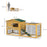 Wooden Rabbit Hutch with Outdoor Run Yellow