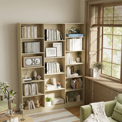 Bookcase Freestanding Open Storage Shelf with 17 Compartments