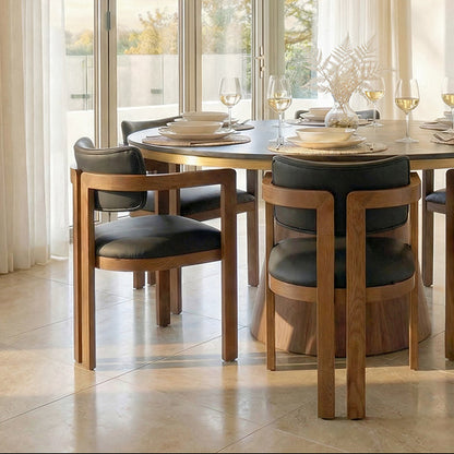 Jolie Dining Chair – Black Faux Leather – Chestnut Frame