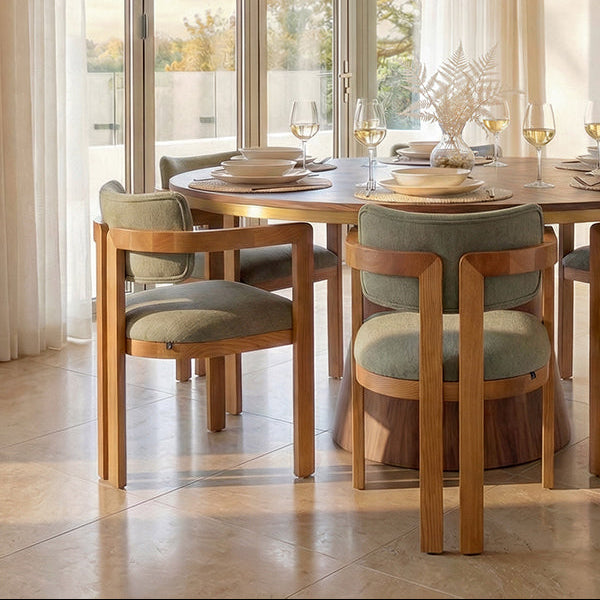 Jolie Dining Chair – Sage Green – Chestnut Frame