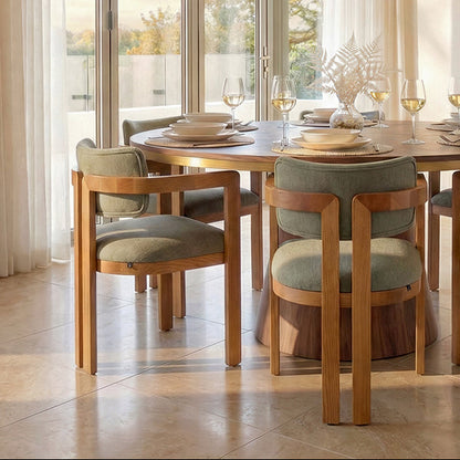 Jolie Dining Chair – Sage Green – Chestnut Frame