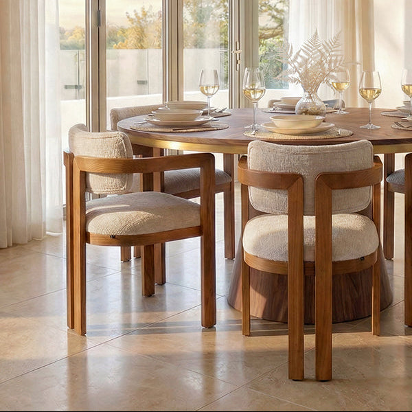 Jolie Dining Chair – Light taupe – Chestnut Frame