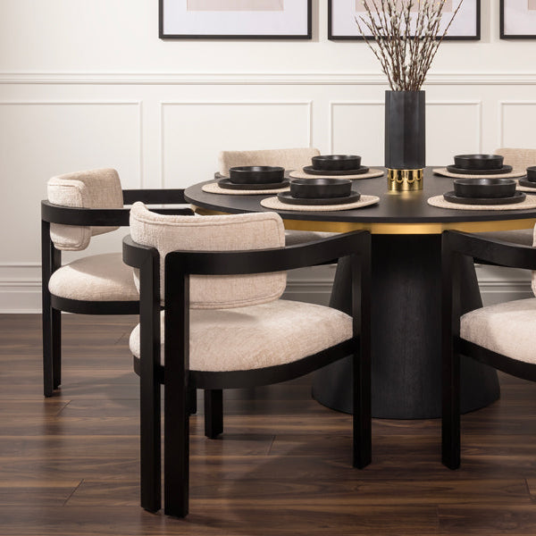 Brewster 6-8 Seat Black Dining Table and 6 Jolie Dining Chairs