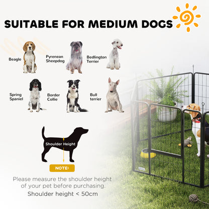 80cm High 6-Panel Dog Playpen with Lockable Door - Grey