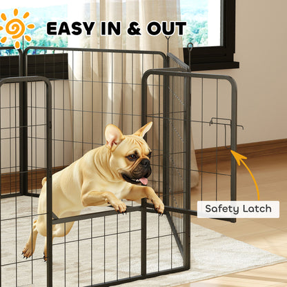 80cm High 6-Panel Dog Playpen with Lockable Door - Grey