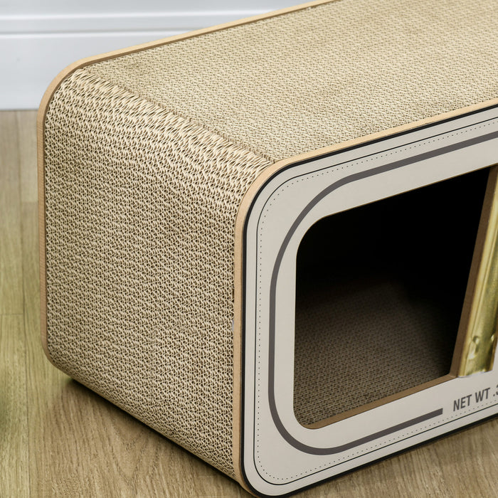 2 in 1 Cat Scratching Board, Cardboard Cat House with Catnip