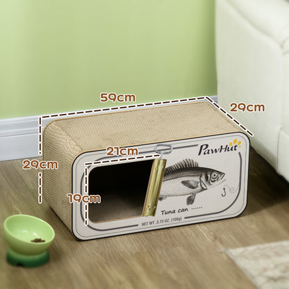 2 in 1 Cat Scratching Board, Cardboard Cat House with Catnip