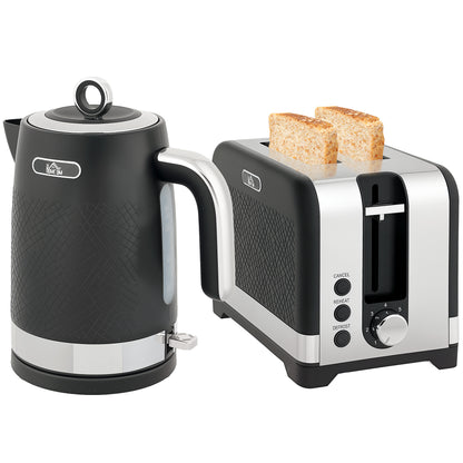 3000W Rapid Boil Kettle and Toaster Set with Otter Thermostat, Black
