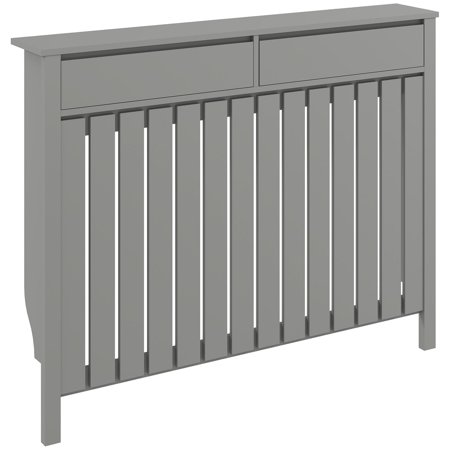 Large Radiator Cover with Drawers and Vertical Slats 119 x 19 x 93 cm