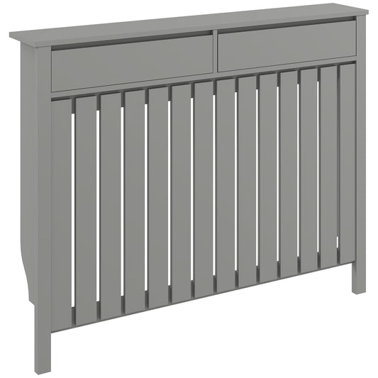 Large Radiator Cover with Drawers and Vertical Slats 119 x 19 x 93 cm