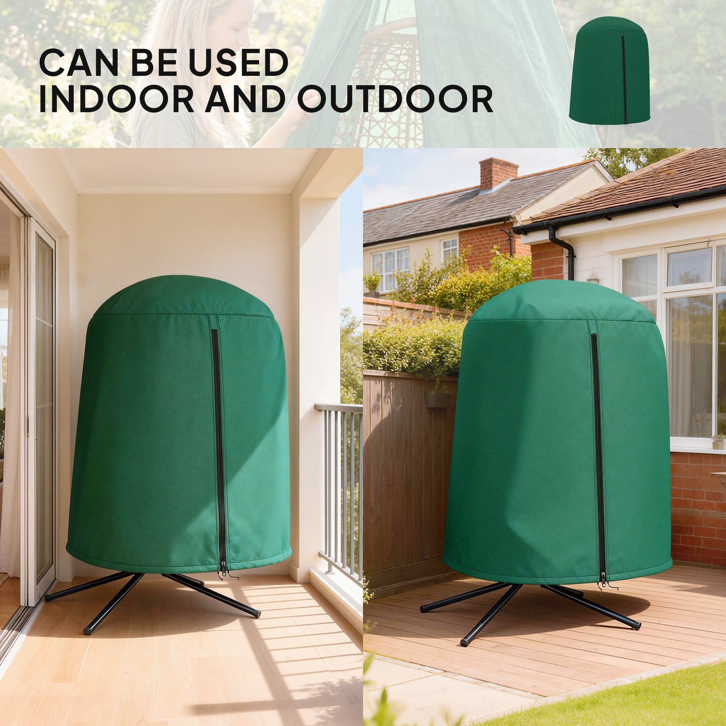 Hanging Egg Chair Cover Garden Swing Chair Cover Waterproof, Green