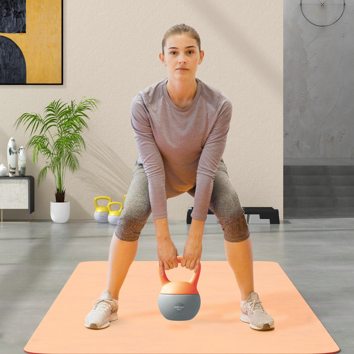 8KG Kettlebell with Soft Body and Non-Slip Handle, Orange and Grey