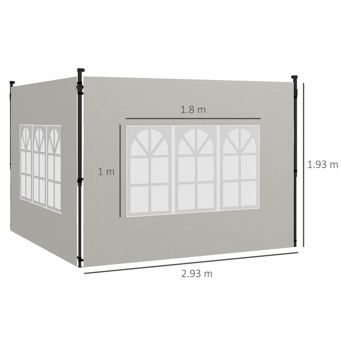 Gazebo Side Panels, Sides Replacement with Window for 3x3(m) or 3x6m Gazebo Canopy, 2 Pack, White