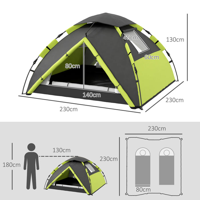 3-4 Man Camping Tent, Family Tent, 2000mm Waterproof, Portable with Bag, Quick Setup, Green