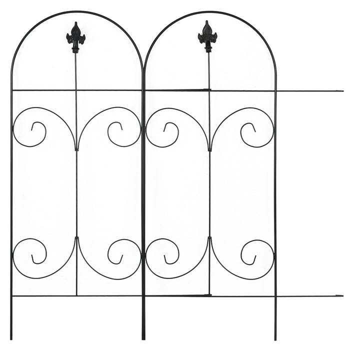 Decorative Garden Fencing, 8PCs 44in x 12.5ft Outdoor Picket Fence Panels, Rustproof Metal Wire Landscape Flower Bed Border Edging, Black