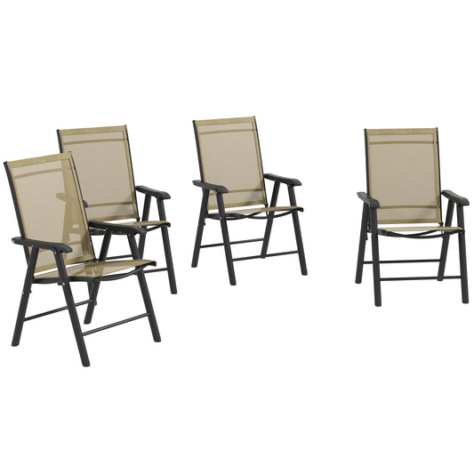 4-PCS Garden Armchairs Outdoor Patio Folding Furniture Light Brown